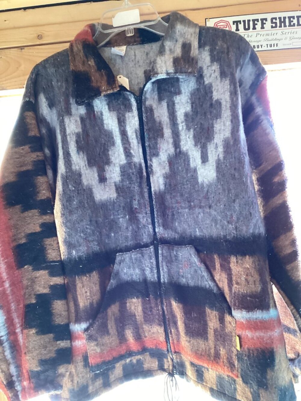 Blanket Style Jacket Size M Oversized Warm Acrylic Polyester Cotton Blend